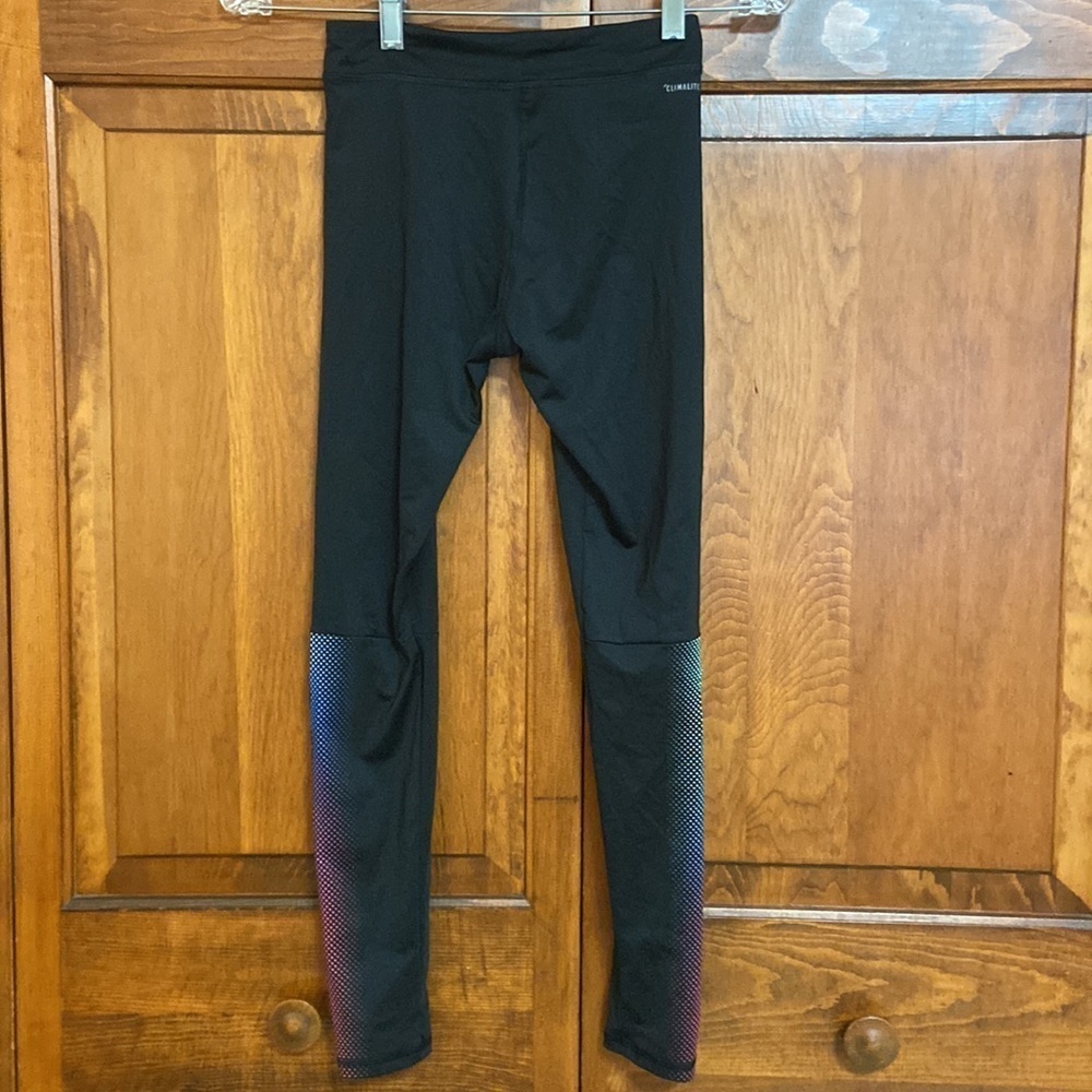 Adidas Linear Fade Leggings Climalite Screened Logo Bottom Right Girls M (10-12) - Picture 4 of 6